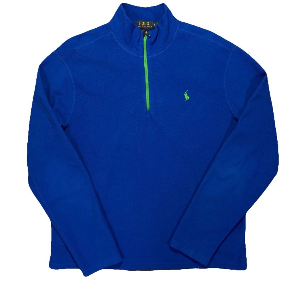 Polo Ralph Lauren Men Fleece 1/4 Zip Pullover Performance Blue Large